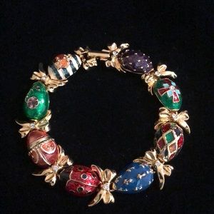 Joan Rivers Russian Faberge Eggs and Bows Bracelet